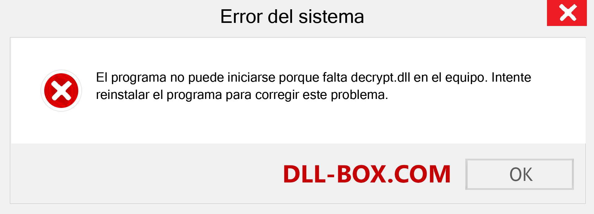 ¿Falta el archivo decrypt.dll ?. Descargar para Windows 7, 8, 10 - Corregir decrypt dll Missing Error en Windows, fotos, imágenes